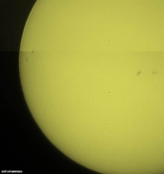 Imatges del sol fetes amb una CCD planetaria, un milar i un refractor acromàtic.